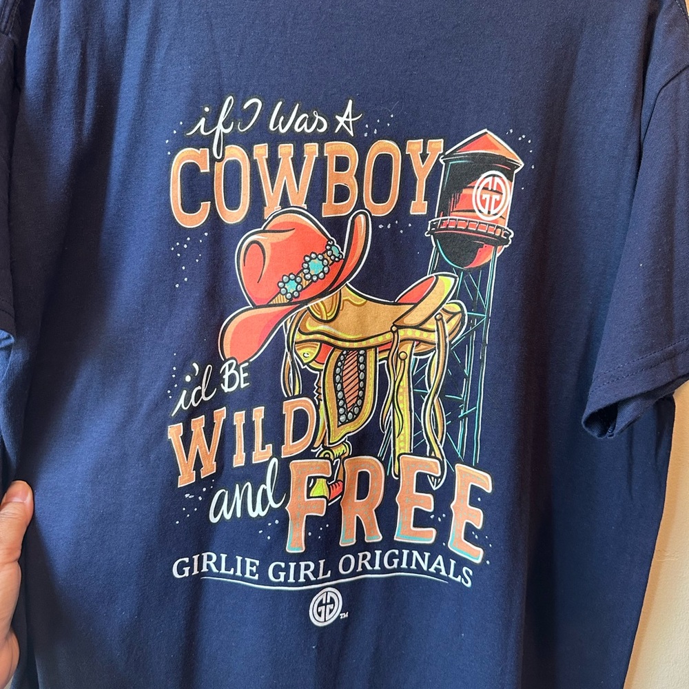 Indigo Falls Navy Cowboy Graphic T-Shirt